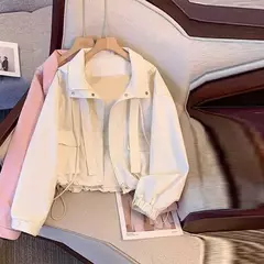 Jaqueta fina casual solta para mulheres, jaqueta com capuz cortado, roupa de trabalho ao ar livre, moda nova, primavera e outono 2024 - comprar online