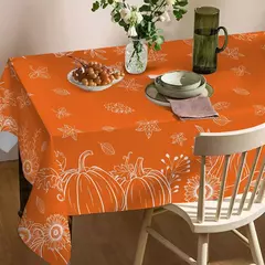 Imagem do Toalha de mesa retangular de abóboras laranja, decoração de festa, colheita de outono, à prova d'água, toalha de mesa de cozinha, decorações de ação de graças