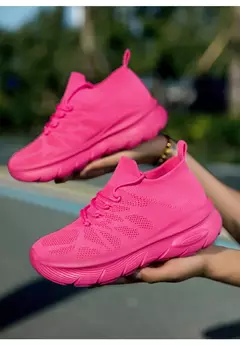 Imagem do Roxo malha feminina designer meia sapatos verão malha respirável tênis feminino sapatos leves casuais unisex andando tênis de corrida