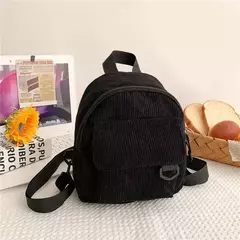 Mini mochila feminina, mochila escolar de veludo simples pequena, grande capacidade, mochila feminina durável, monocromática, casual, viajando, moda - loja online