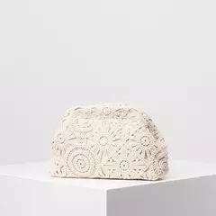 Saco de palha com padrão oco, simples e casual saco estilo boêmio com clipe, para férias, saco de praia (padrão aleatório)