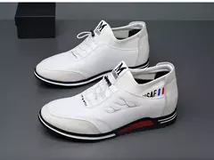 Imagem do Sapato de couro verdadeiro masculino, tênis casual na moda, aumento de altura invisível de 6cm a 8cm, temporada verão