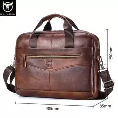 BULLCAPTAIN Maleta Ombro Messenger Bags dos homens de couro genuíno de 14 polegadas Laptop Bag Maleta dos homens Office Business Handbag - comprar online