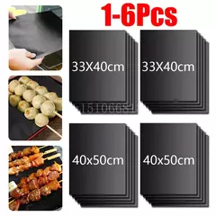 Non-Stick BBQ Grill Mat, resistente ao calor, cozimento ao ar livre, churrasco reutilizável, festa, 40x50cm, 33x40cm, 1-6pcs