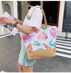 Bolsa de lona dobrável para mulheres, impressão de flores, grafite, bolsa de ombro, casual, tamanho grande, moda feminina - comprar online