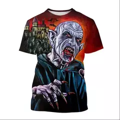 Camiseta de manga curta masculina, filme de terror, vampiro, impressa em 3D, hip-hop, casual, moda verão, novo, 2022 na internet
