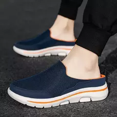 Mocassins de malha casuais masculinos, cor sólida, sapatos de encalço, flats de casal de verão, meio chinelos, tamanho grande - loja online