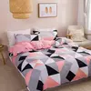 Conjunto de cama confortável macio com impressão geométrica, capa de edredão, solteiro, duplo, rainha, king size, barato, durável, sem folha