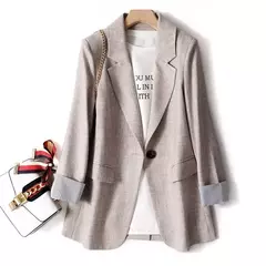 Blazer monocromático de manga comprida feminino, casaco casual, jaqueta de trabalho, escritório, negócio, novo, moda coreana, primavera, 2022 - Wolf Magazine