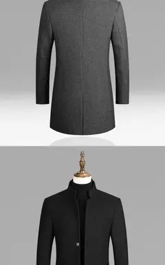 Casaco de lã dos homens outono inverno 2022 comprimento médio blusão engrossado gola masculina trench coat abrigo hombre - Wolf Magazine