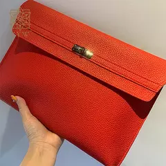 Envelope de couro PU para mulheres, embreagem vermelha, bolsa feminina, padrão de lichia, bolsas de mão simples, vermelho na internet
