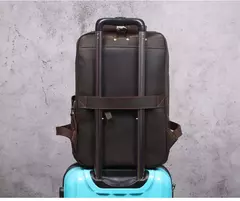 Mochila de couro genuíno para homens, cavalo louco vintage mochila para laptop grande mochila diária mochila de viagem mochila para caminhadas - loja online