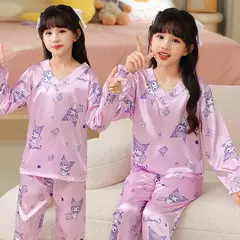 Ice Silk infantil Conjunto de Pijamas de manga curta, Pijamas gola V, Anime Sanrio Kuromi Minha melodia Desenhos animados, Cinnamoroll Menina, Cinnamoroll - comprar online