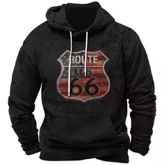 Homens e mulheres Route 66 3D Print Hoodies, moletons vintage, fatos de treino, roupas masculinas, moda