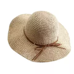 Chapéus de praia Adultos Feminino Sunscreen Cap Mulheres Simples Chapéus de Palha Verão Chapéus de Sol para Mulheres Lady Folding Bow Travel Caps Feminino - comprar online