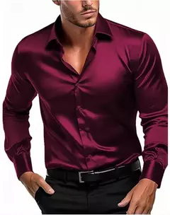 Imagem do Camisa casual de manga comprida masculina, social e empresarial, cor sólida, moda outono