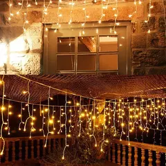 Imagem do 3.5m/7.5m 160leds luzes de corda de sincelo solar ao ar livre indoor à prova dwaterproof água decoração natal luz quintal jardim festa cortina luz