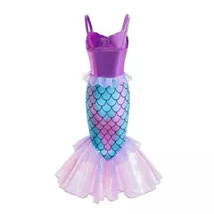 Meninas roxo-azul sereia ariel cosplay vestido de halloween vestido de festa de aniversário meninas praia vestido de férias - Wolf Magazine