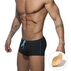 Calção de banho seca rápida masculina, maiô sexy, cuecas estampadas, calção triangular com copo, moda banho de cintura baixa, moda
