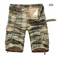 Shorts de praia xadrez casual masculino, calça curta militar, bermuda masculina, macacão de carga, sem cinto, moda, verão, 2024 - comprar online