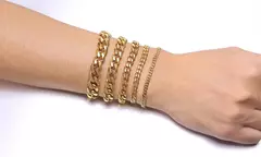 Pulseiras de corrente cubana de 3 a 11mm para homens e mulheres, pulseira de corrente de cor dourada prata preta de aço inoxidável, presente de joias casuais - comprar online