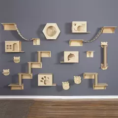 Gato montado na parede móveis rede prateleiras de escalada gato arranhando post prateleiras de escada de madeira sisal escada gato escalada quadro