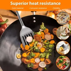 Utensílios de cozinha de aço inoxidável com alça ergonômica, Espátula resistente, Utensílios de colheres laváveis, Cozinha, 5pcs - loja online