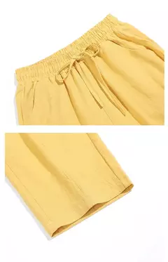 Imagem do Calça feminina harém de linho algodão, elástico sólido na cintura, cores doces, calça casual feminina, primavera, verão