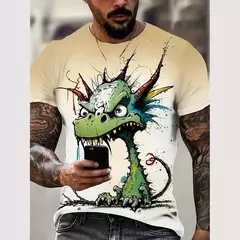 Camiseta 3D estampada animal masculina, estampa de gato e cachorro, manga curta, tops grandes, roupas de verão, nova moda - Wolf Magazine