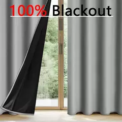 Cortinas monocromáticas blackout, sombreamento completo e proteção solar, quarto e sala de estar, 100% blackout, 1pc na internet
