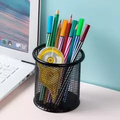 MOTINO-Porta Lápis para Mesa de Escritório, Malha De Metal, Quadrado, Pote De Caneta Redonda, Caso Do Copo, Recipiente, Organizador, Durável, 1Pc