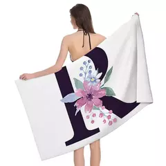 Toalhas de banho para o corpo, secagem rápida, toalha de praia de microfibra, grande toalha esportiva, letra e flor, homens e mulheres - comprar online