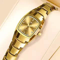 OLEVS-Relógio de aço inoxidável impermeável para mulheres, relógios luxuosos de ouro para senhoras, moda criativa, relógio de pulso elegante
