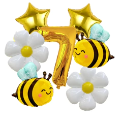 6 pçs abelha margarida dourada 32 polegada número balões de folha de alumínio conjunto margarida flor balão para tema abelha aniversário chá de bebê suprimentos - comprar online