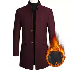 Casaco de lã dos homens outono inverno 2022 comprimento médio blusão engrossado gola masculina trench coat abrigo hombre - comprar online