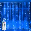 LED Curtain String Light para decoração de casa, feericamente guirlanda, usb remoto, férias, quarto, natal, ano novo, festa de casamento, 8 modos