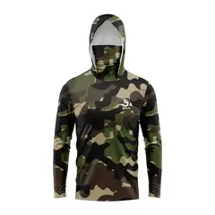 Camisa de pesca manga comprida para homens, proteção UV camiseta, vestuário capuz - comprar online