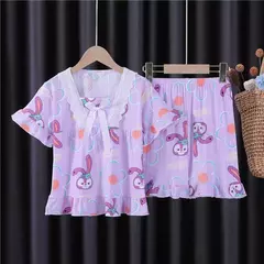 Pijama infantil para desenhos animados, roupas esportivas casuais, roupas para casa, camiseta estampada, kuromi, novo, verão - comprar online