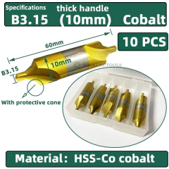 Imagem do HSS-Brocas Centrais Combinadas Ti-Revestidas, 60 Graus escareadores ângulo Bit Set, Broca de Centralização Metal, Torno, W6542, M35, 6pcs, 1.0-5mm