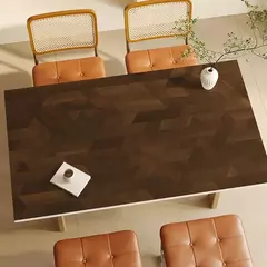 Imagem do Tapete De Mesa Geométrica Grão De Madeira, Tapetes Decorativos De Luxo Leve, Anti Óleo e Toalha De Mesa Anti Scalding, Cuidado Fácil, High End