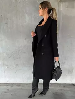 Feminino cor sólida duplo breasted lã outerwear longo casaco commuter estilo turndown colarinho senhora outerwear para outono inverno na internet