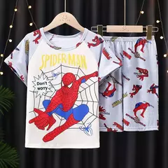 Conjunto de pijamas de manga curta infantil, roupa de menino, roupa de dormir infantil, verão
