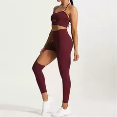 Conjunto de ioga de cintura alta para mulheres, sutiã esportivo, legging fitness, calça de treino, roupas para exercícios ativos, perneiras de ginástica, metal, 1 pc, 2pcs, 2024 na internet