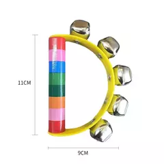 Sleigh Bells de Natal para crianças Jingle Bells, instrumento de sino musical cabo de madeira, presente para meninos e meninas, 1pc