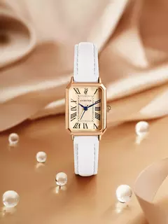 Imagem do Relógios casuais com mostrador digital para mulheres, pulseira de couro quadrada relógio elegante relógio de pulso de quartzo presente retrô