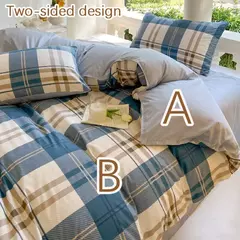 Xadrez Impresso Floral Bedding Set, Check Pattern, Cavalheiro, Capa de edredão, Fronha, Lençol, Quilt Cover, Single, Queen, King Size - Wolf Magazine