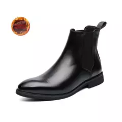 Botas de couro chelsea para homens, botas de negócios casuais de pelúcia quente, tamanho grande 48, marca designer, moda, 2024 - Wolf Magazine