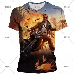 Camisetas gráficas Grand Theft Auto VI masculinas, Boy Streetwear, Tops masculinos casuais, Roupas impressas 3D do jogo GTA 6, Novos jogos