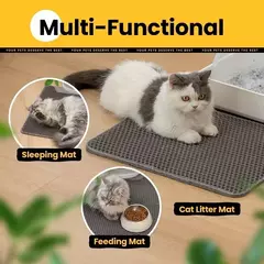 Tapete de areia para gatos, à prova d'água, camada dupla, caixa de areia para animais de estimação, antiderrapante, areia, lavável, almofada limpa, suprimentos para limpeza de animais de estimação na internet