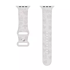 Pulseira de Silicone para Apple Watch, Mickey, Disney, Faixa Floral Gravada, Cute iWatch Series 9, 8, 7, 6, 5, 4, 3, 2, SE, 41mm, 40 milímetros, 38 milímetros - loja online